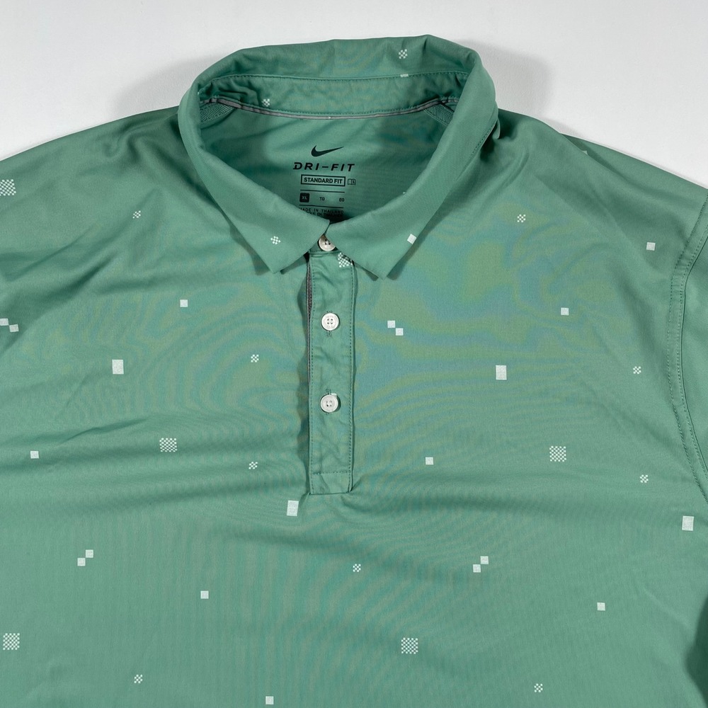 Nike Golf Polo Shirt Mens‎ XL Dri-FIT Standard Fit Geometric Green Performance